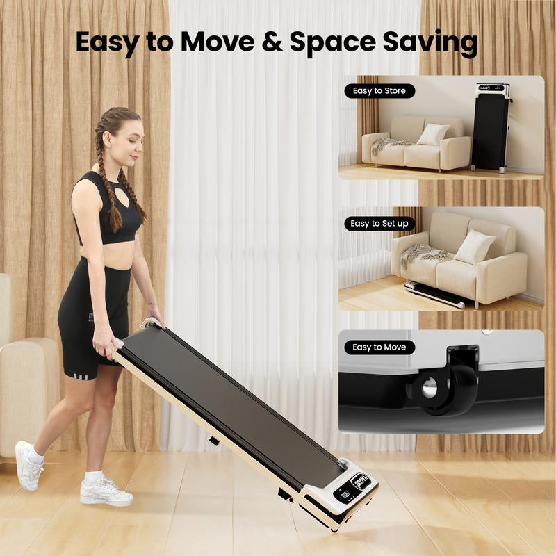 Yagud Incline Walking Pad - Compact Under Desk Treadmill with Remote Control, LED Display, and 265LBS Capacity for Home Use