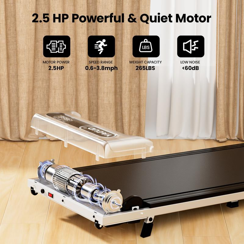 Yagud Incline Walking Pad - Compact Under Desk Treadmill with Remote Control, LED Display, and 265LBS Capacity for Home Use